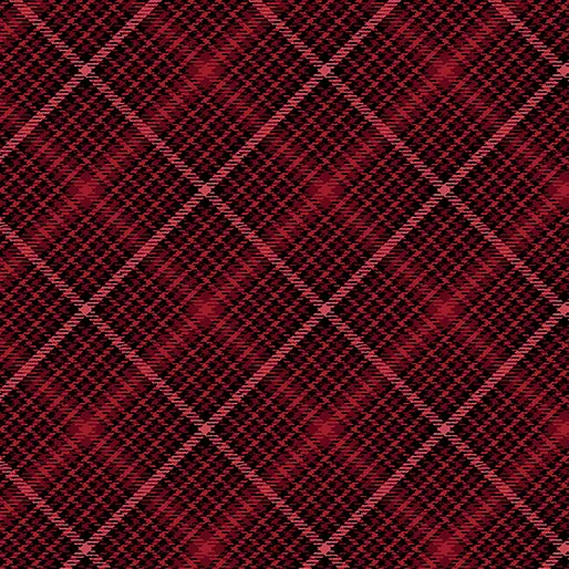 A Botanical Season - Festive Tartan Red - Jackie Robinson - Benartex Fabrics