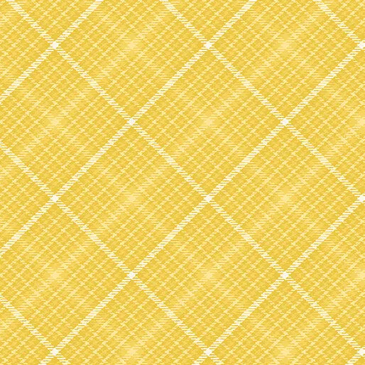 All About Daisies - Tartan Plaid Lemon - Jackie Robinson - Benartex Fabrics