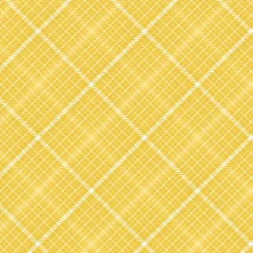 All About Daisies - Tartan Plaid Lemon - Jackie Robinson - Benartex Fabrics