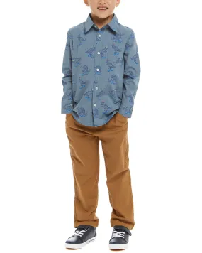 Andy & Evan Plaid Button-Down & Twill Pant Set