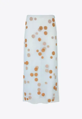 Beaded Tulle Midi Skirt