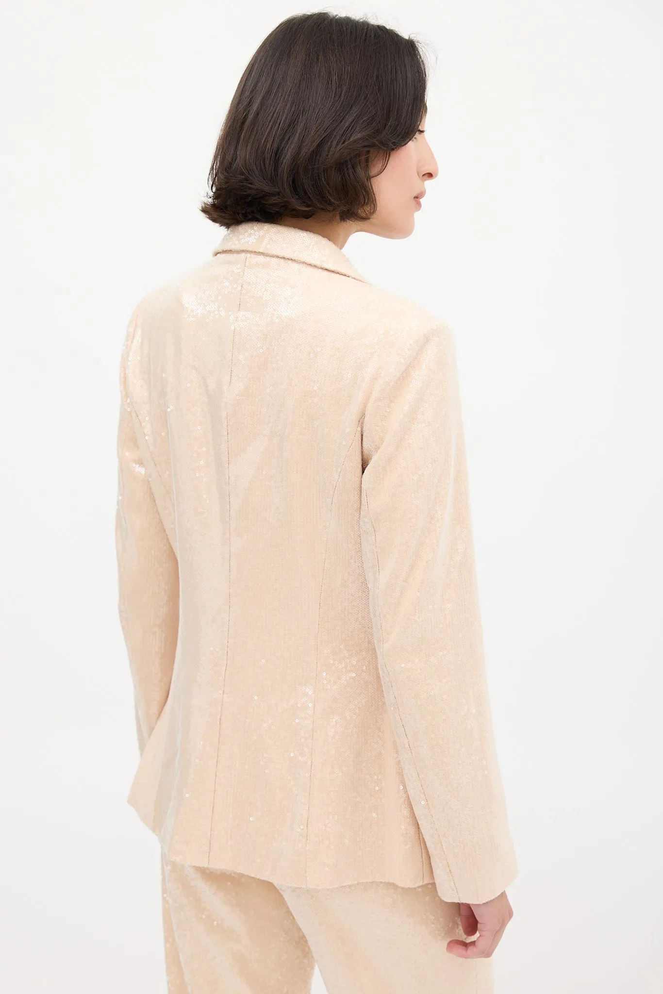 Beige Sequin Pant Suit