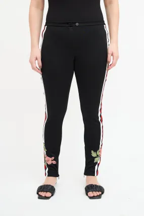 Black & Multi Embroidered Slim Trouser