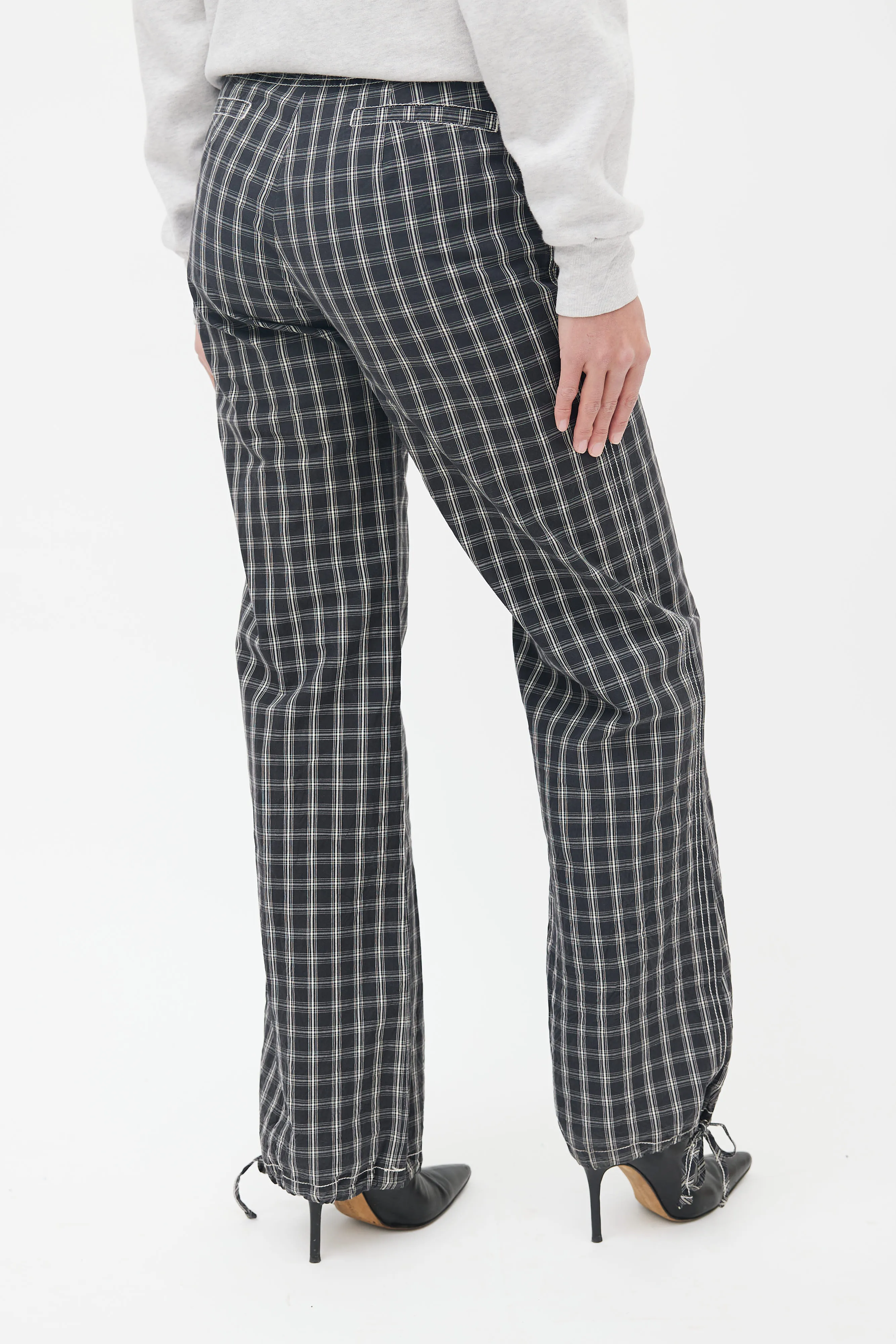 Black & White Plaid Straight Leg Trouser