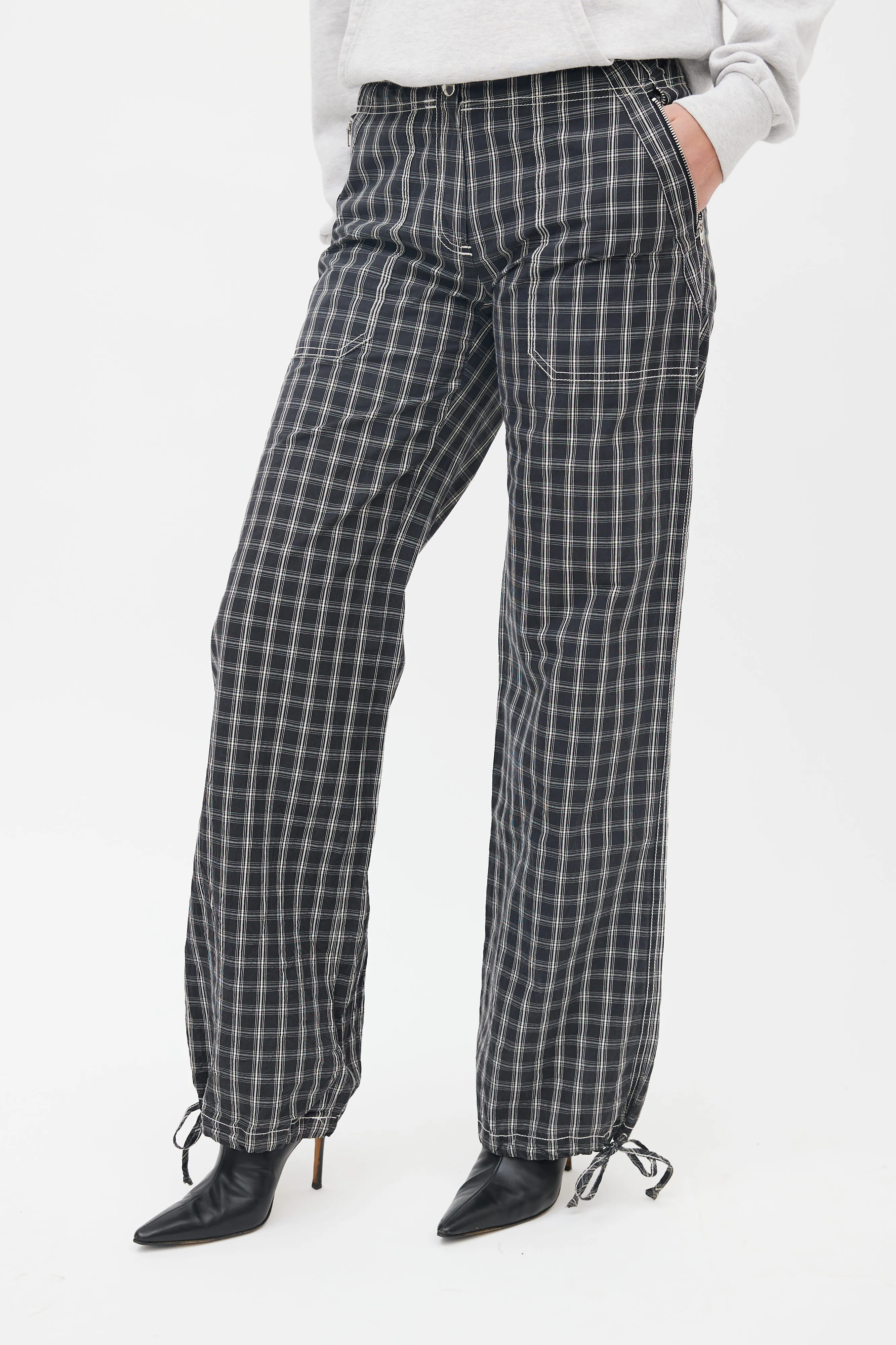 Black & White Plaid Straight Leg Trouser