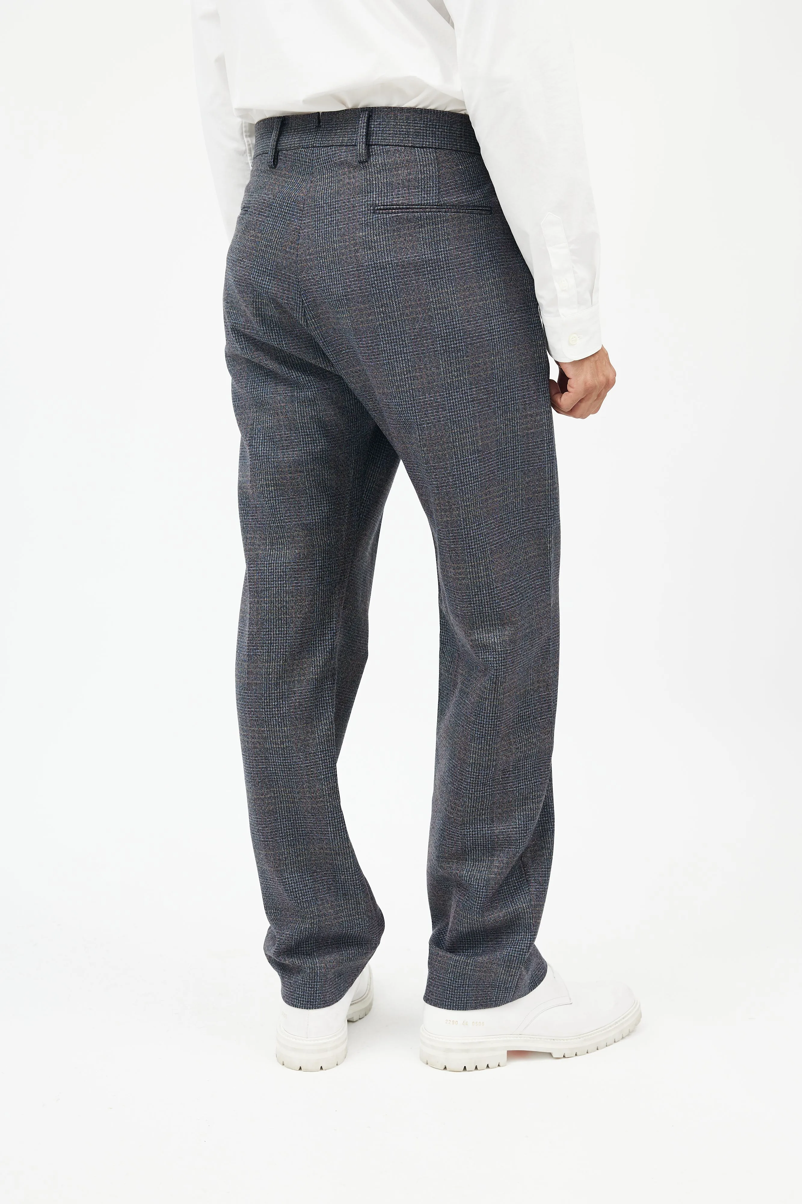 Blue & Grey Wool Plaid Trousers