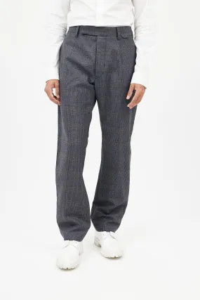 Blue & Grey Wool Plaid Trousers