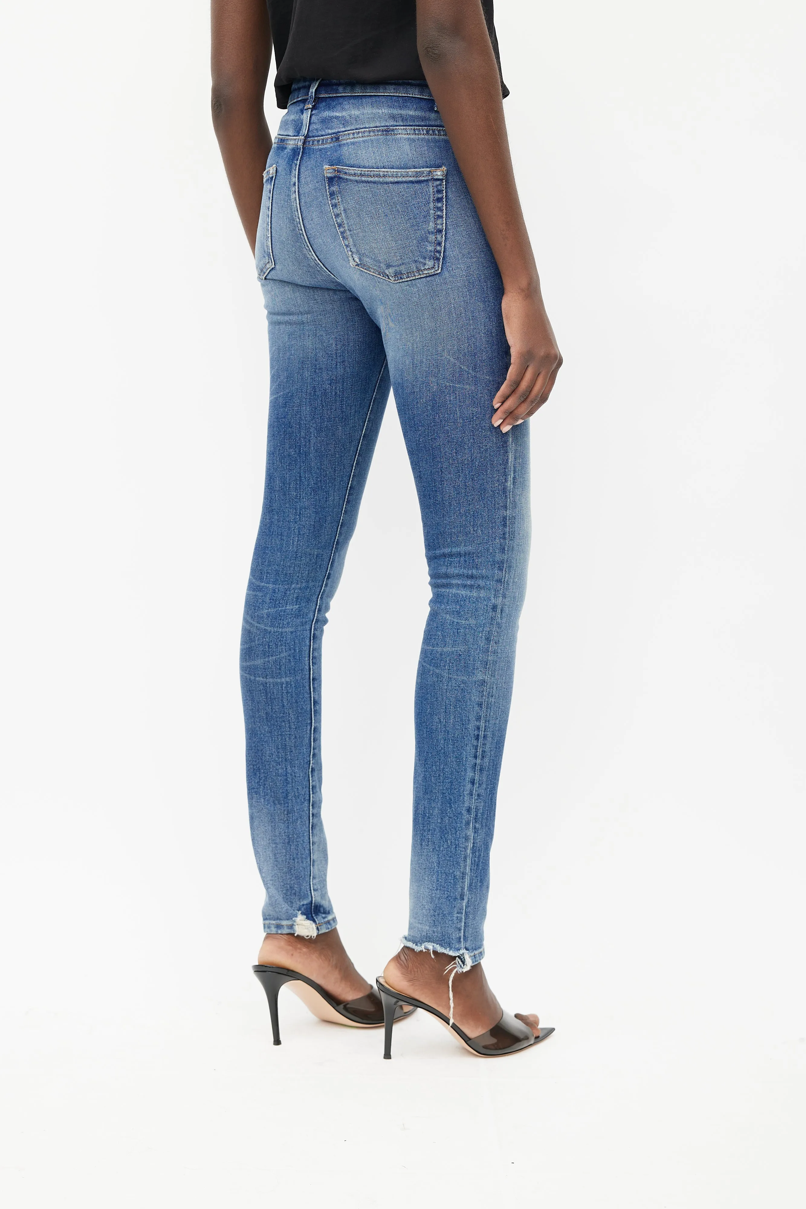 Blue Mid Wash High Rise Slim Jeans