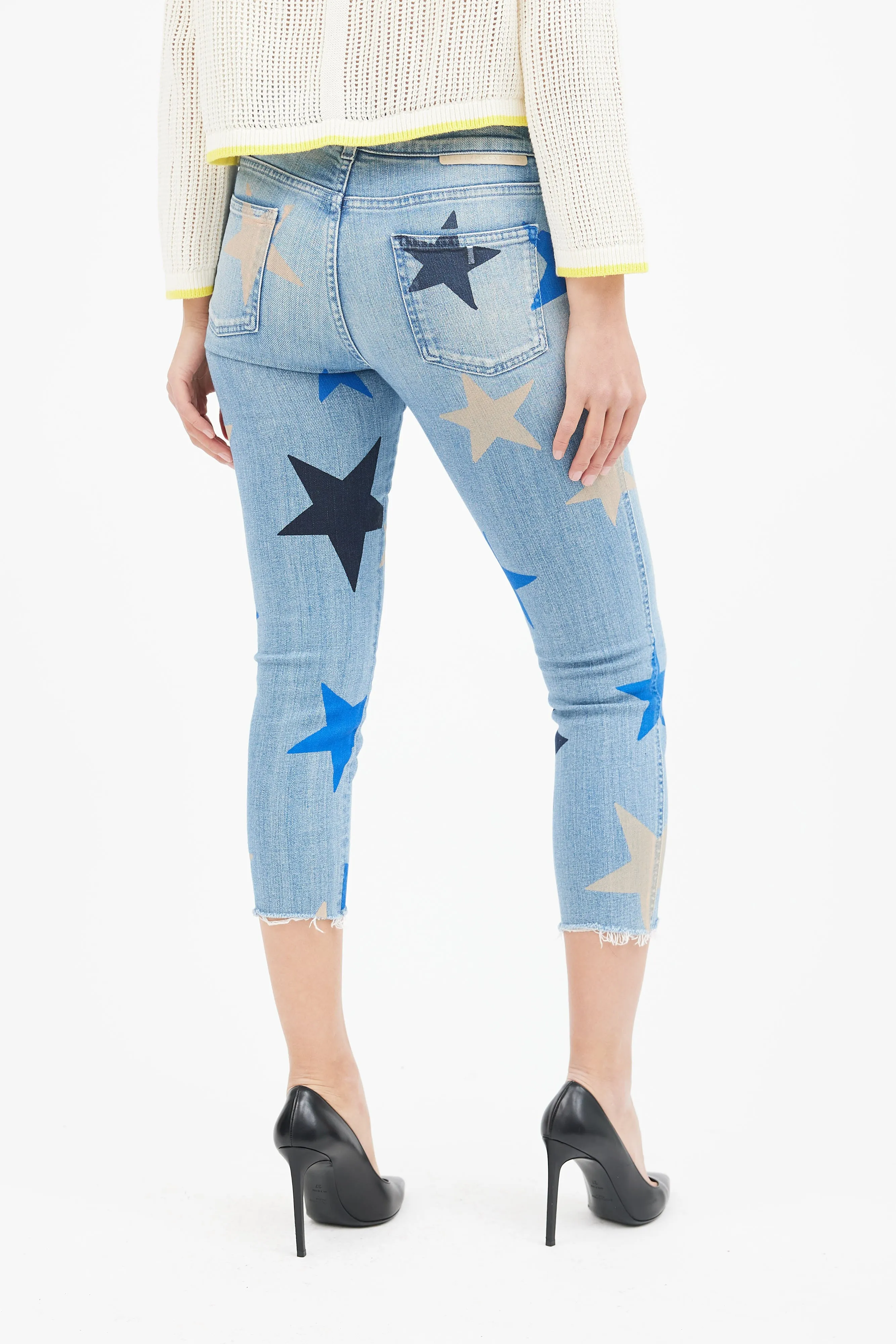 Blue Star Print Slim Leg Jeans