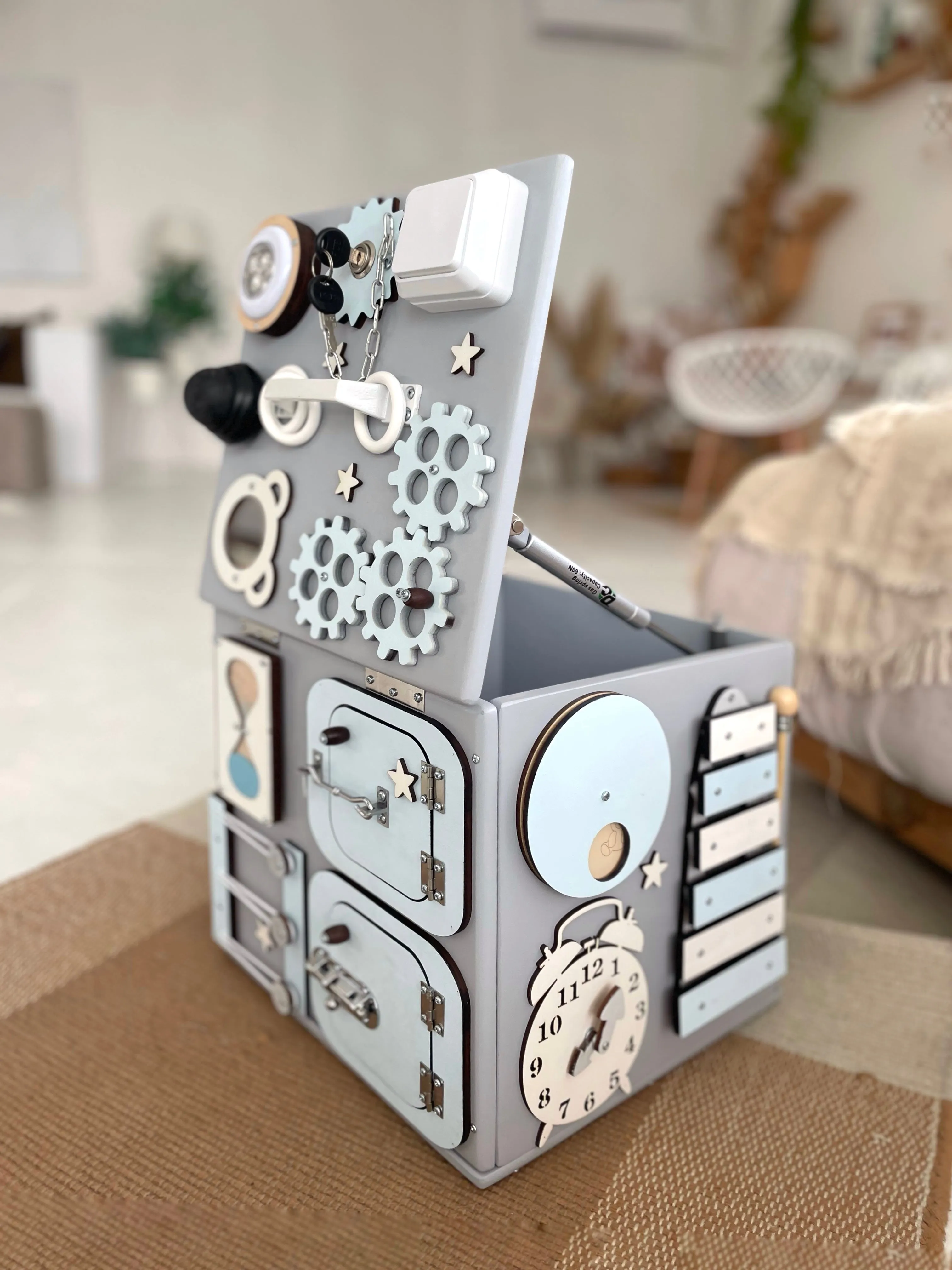 Busy Cube & Storage For Toys pastel blue