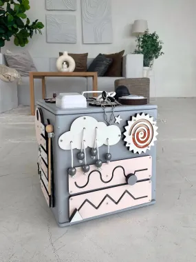 Busy Cube & Storage For Toys pastel pink