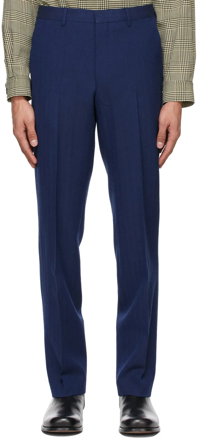 Dries Van Noten Blue Wool Trousers