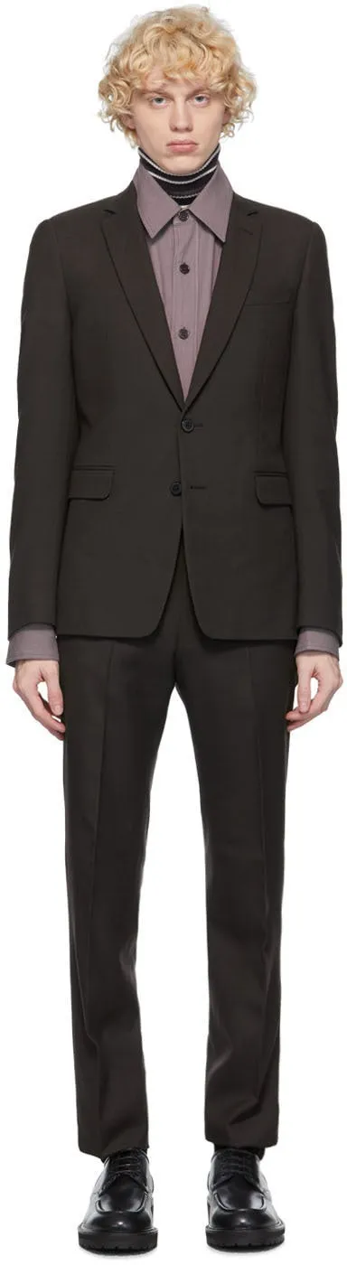 Dries Van Noten Brown Wool Straight Suit