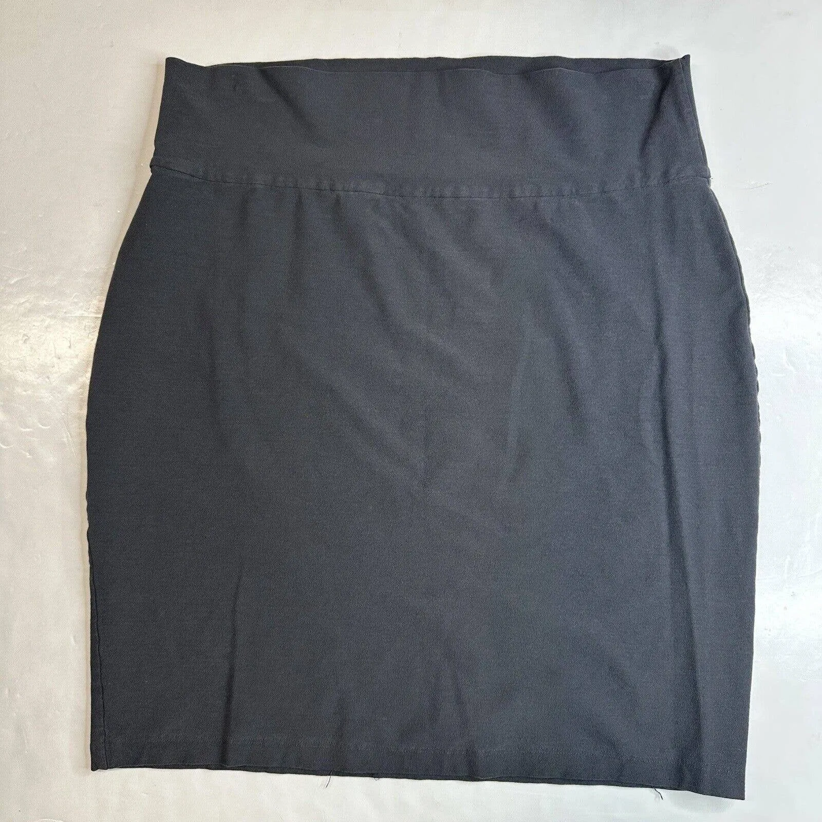 Eileen Fisher Crepe Pencil Skirt Large Dark Gray Pull On Short Stretch Knit USA