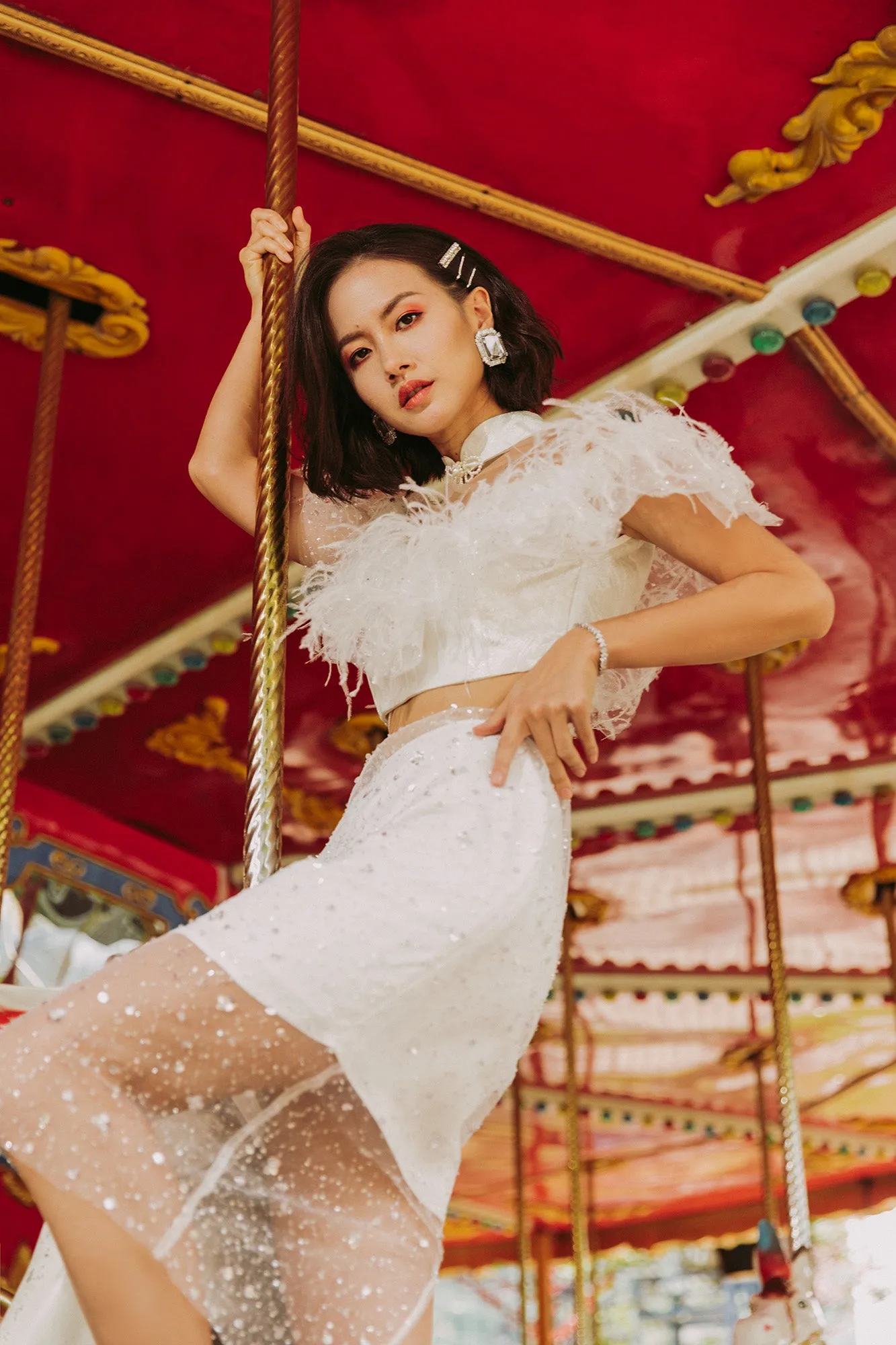 Glitterati'24 Twinkle Skirt - White