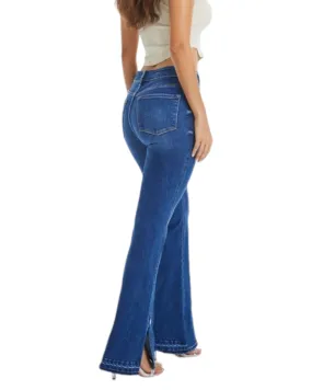 Indigo High-Rise Flare Jean with Side Slit