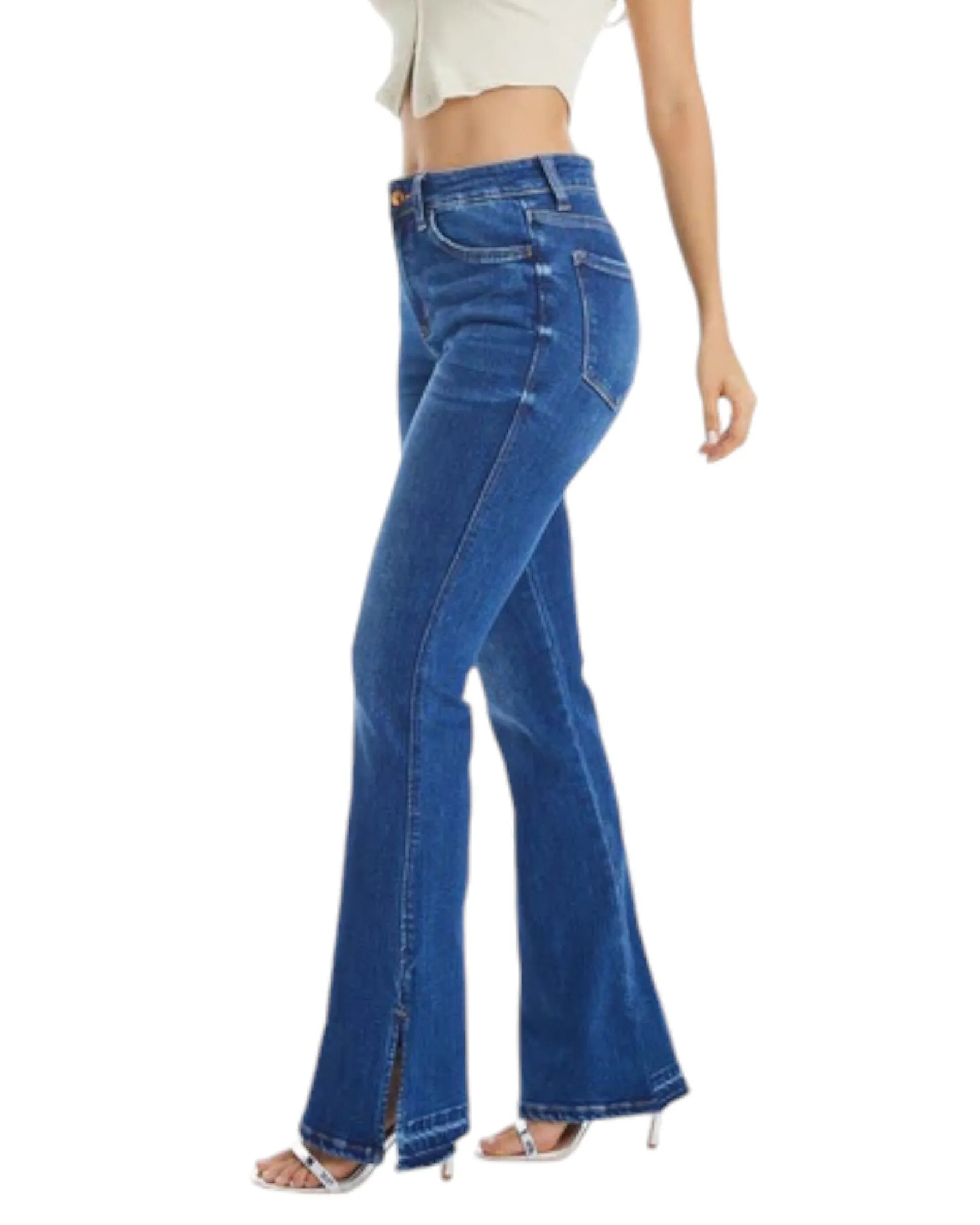Indigo High-Rise Flare Jean with Side Slit