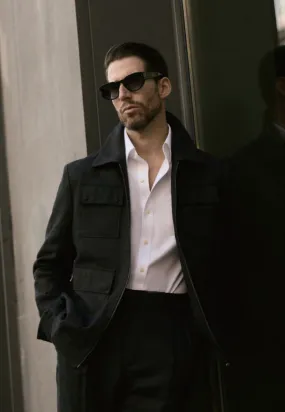 Italian Black Linen Herringbone Zip up Jacket Plus Matching Trousers