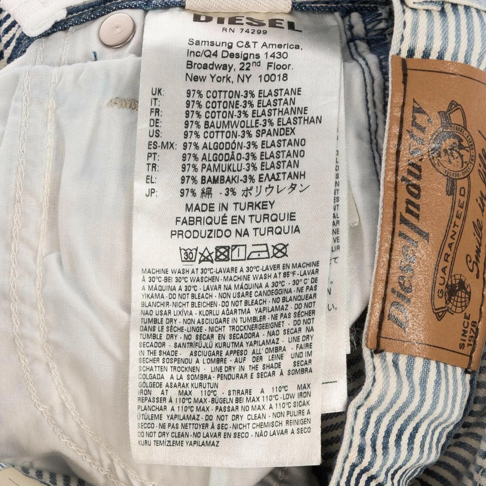 NWT - Diesel 'Fayza-K' Relaxed Engineer Stripe Denim Jeans